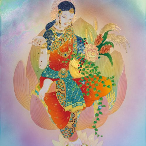 草場先生の弥勒菩薩の陶芸の版画-